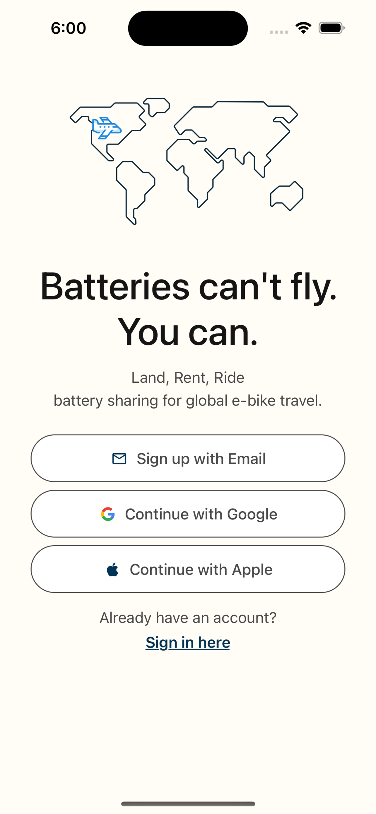 VoltHop landing screen
