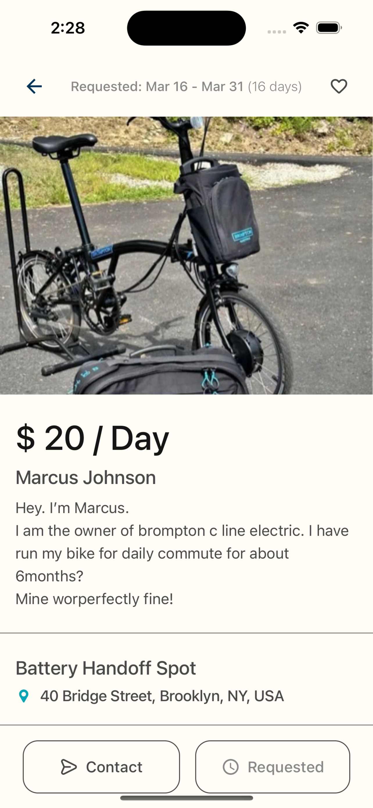 VoltHop rental request